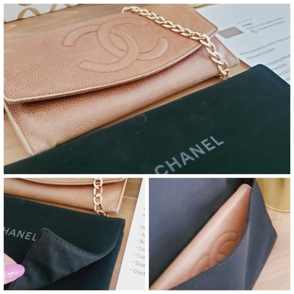 CHANEL WOC CC Wallet on a Chain / Crossbody Bag Upcycled Vintage Conversion Bag - Picture 15 of 16